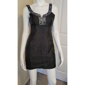 Laundry by Shelli Segal Beaded Black Sheath Short Party Dress Sleeveless Size 0